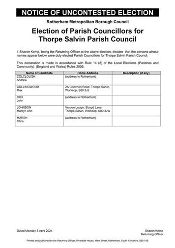  - Parish Council Election 2024